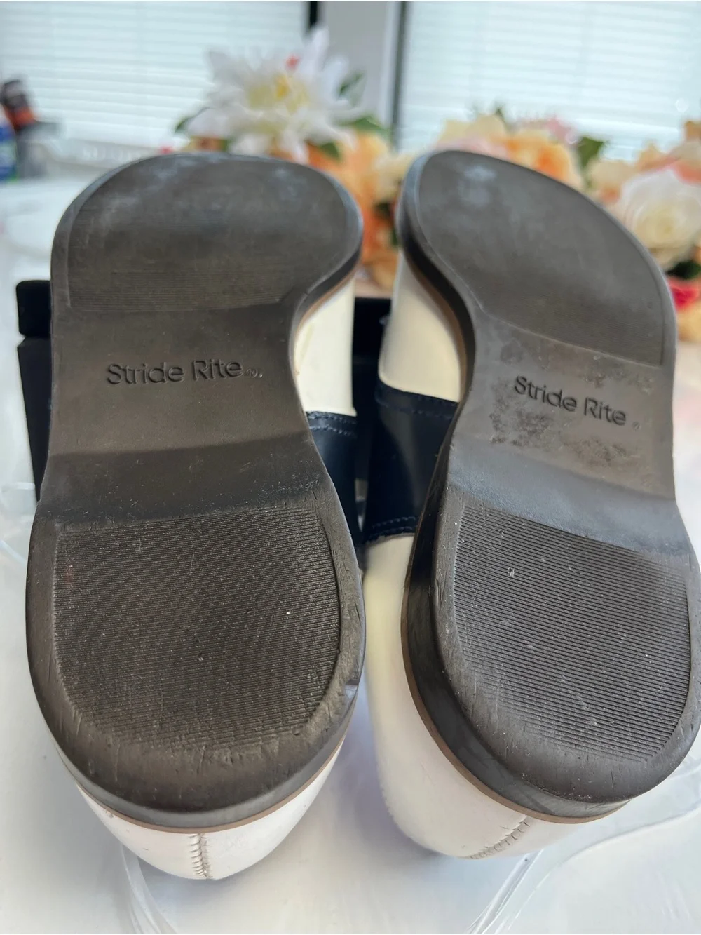 Stride Rite 2978 White Navy Leather Saddle Oxford Shoes Kids Size 12